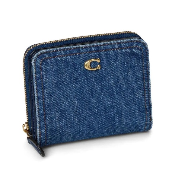 Coach Essential Billfold Wallet in Denim & Calf Leather Brass/Deep Blue NWT - Picture 11 of 16